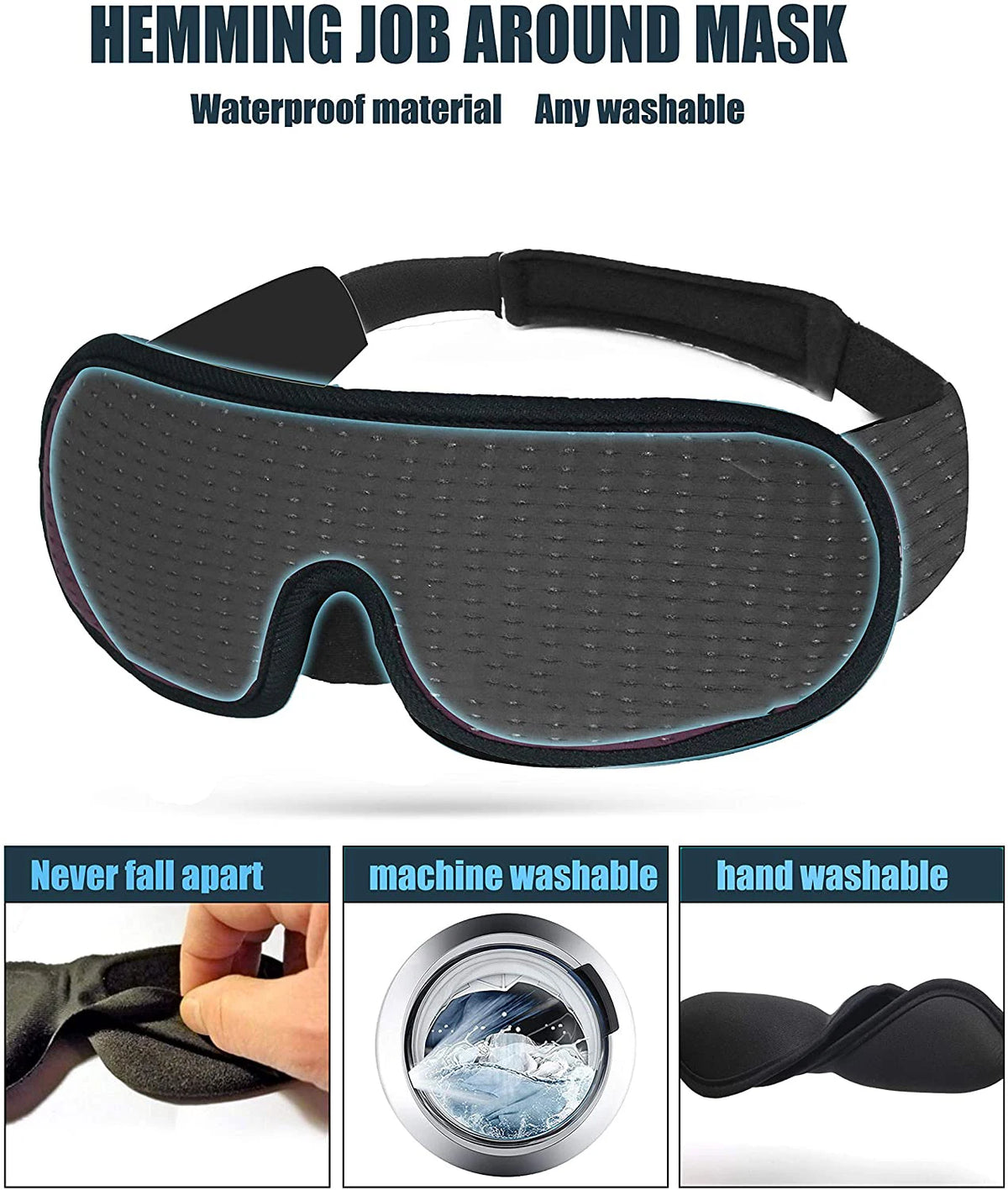 Masque de sommeil 3D à bandeau ajustable — Monea Loom