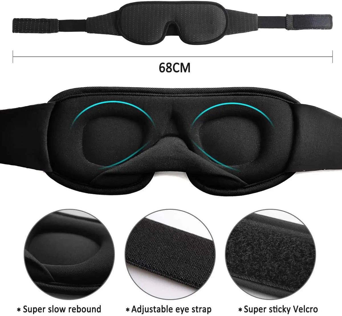 Masque de sommeil 3D à bandeau ajustable — Monea Loom