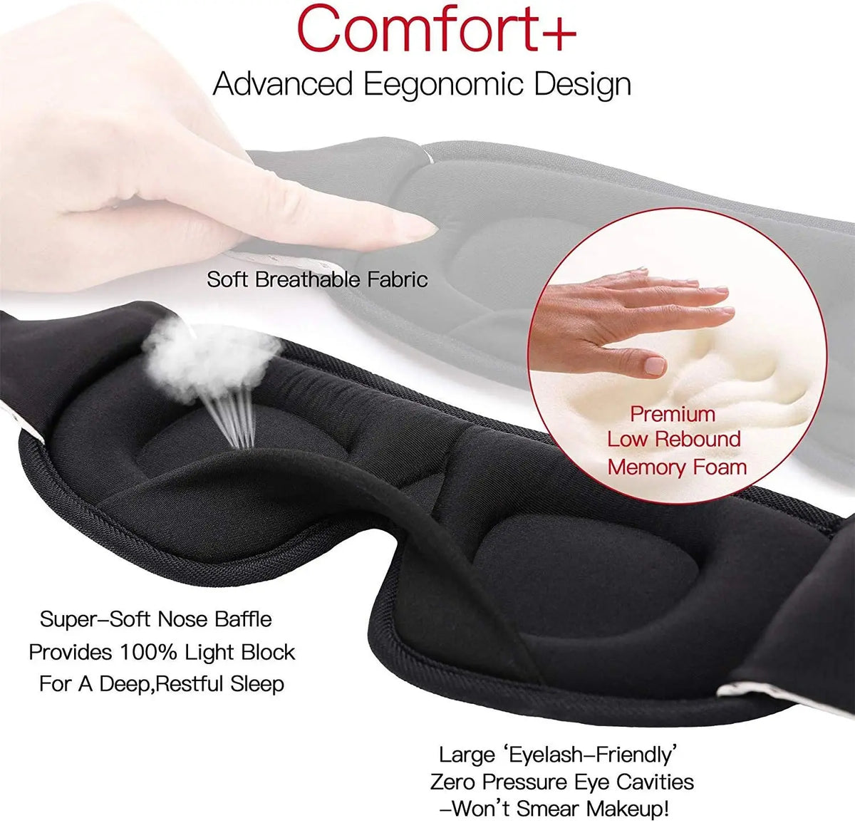 Masque de sommeil 3D à bandeau ajustable — Monea Loom