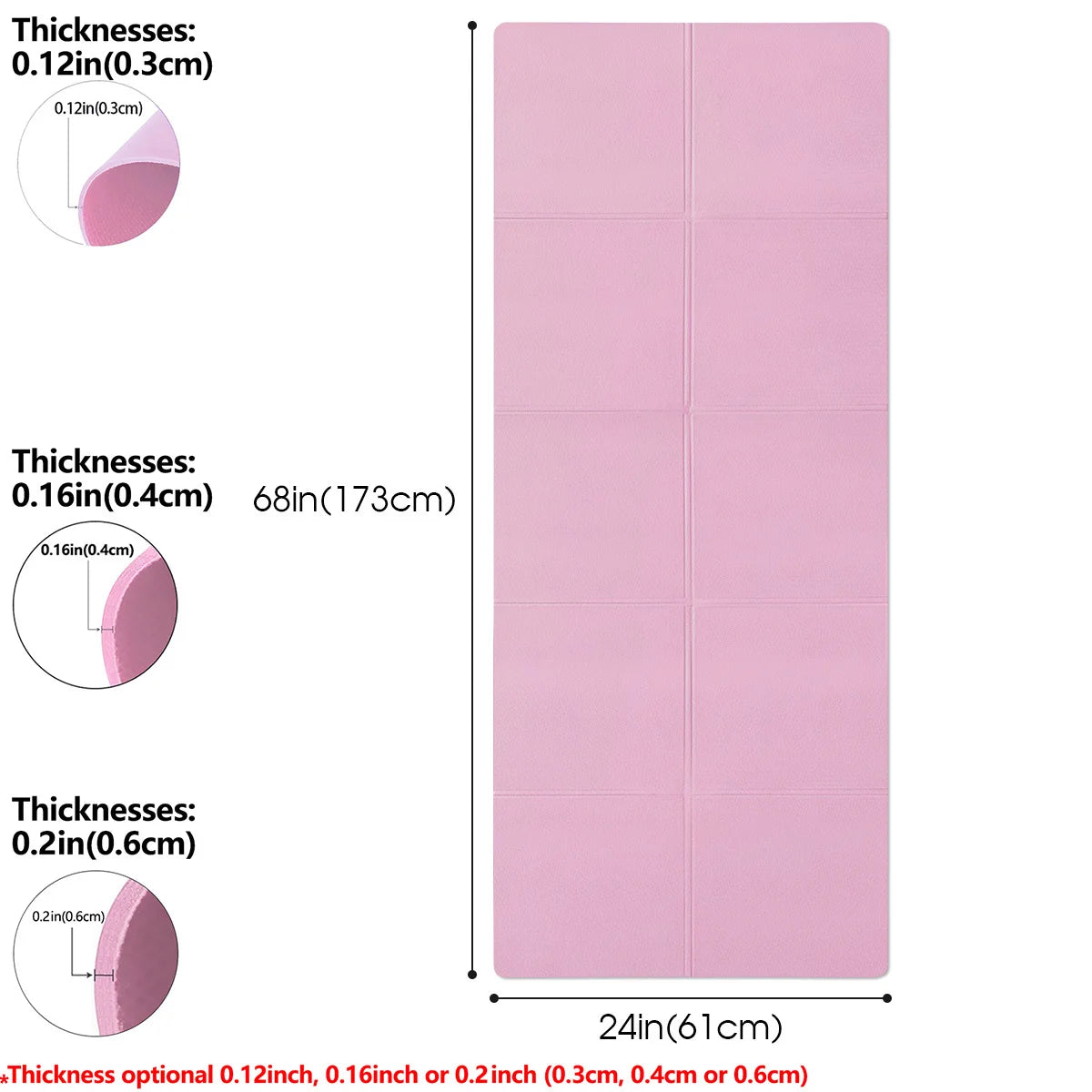 Tapis de yoga et pilates en EVA 173 × 61 cm – 3, 4 ou 6 mm
