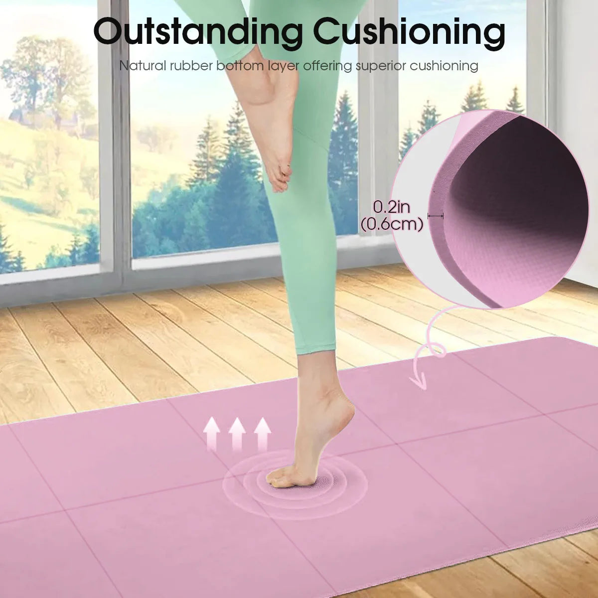 Tapis de yoga et pilates en EVA 173 × 61 cm – 3, 4 ou 6 mm