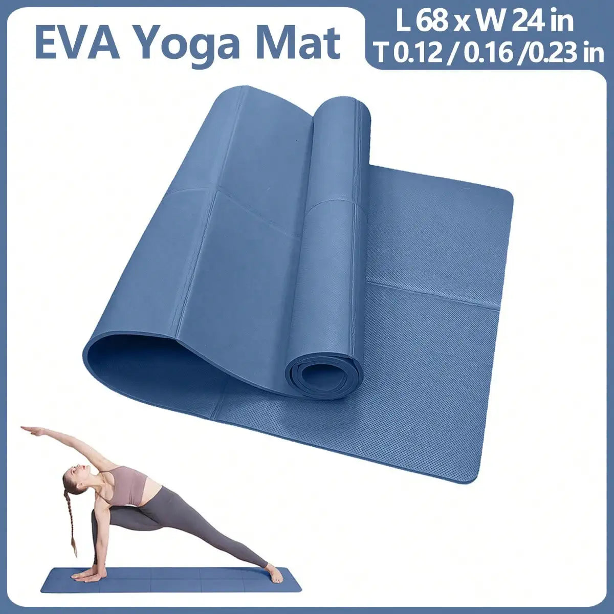 Tapis de yoga et pilates en EVA 173 × 61 cm – 3, 4 ou 6 mm