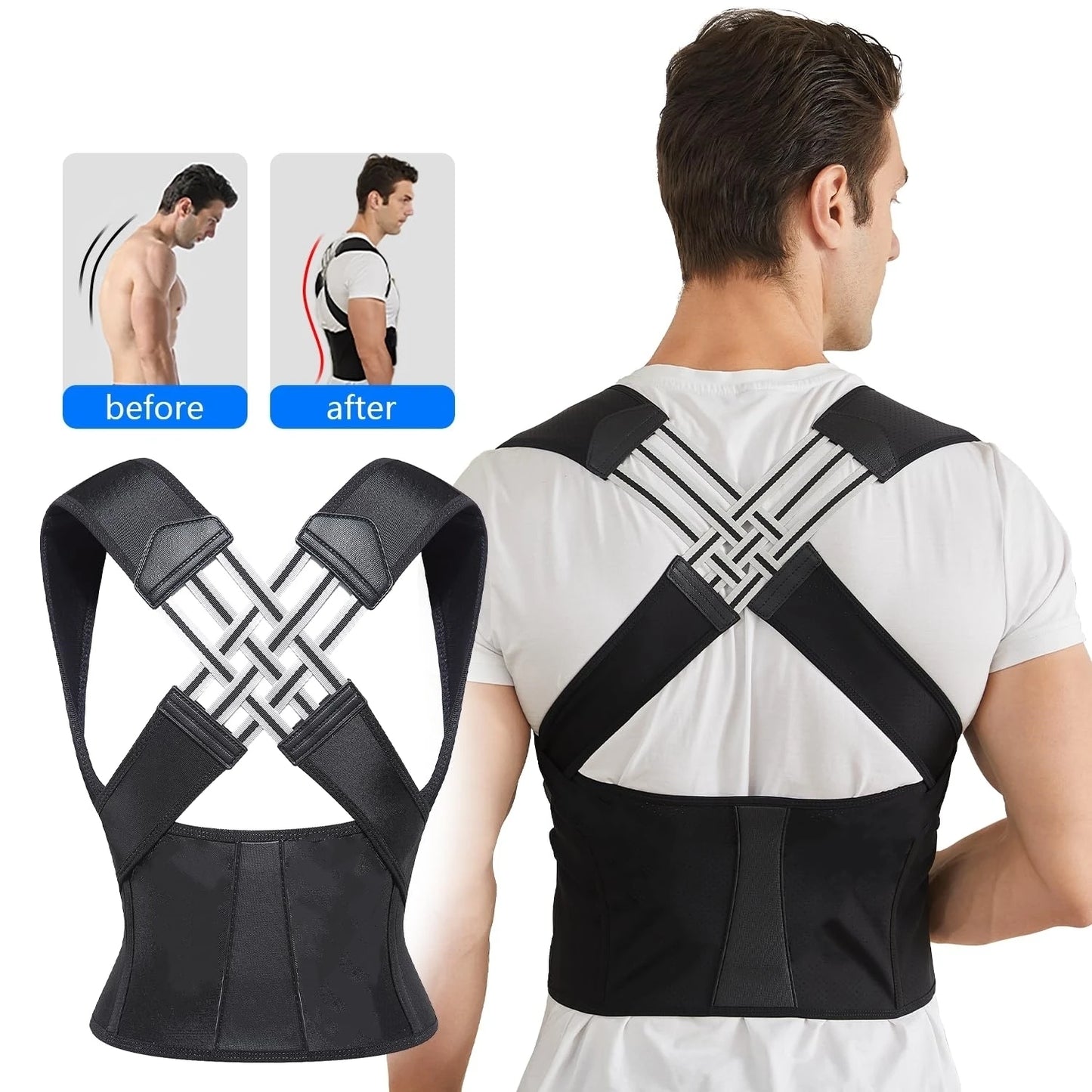 Harnais de Soutien Dorsal Complet — Redresseur d'Épaules pour Homme et Femme